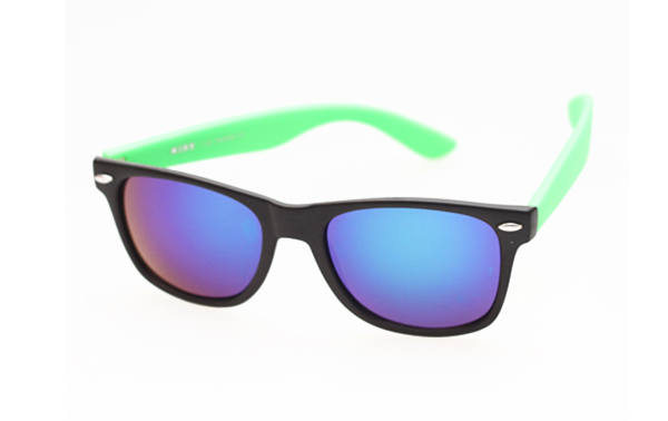 Wayfarer zwart / groen met multicolor glas